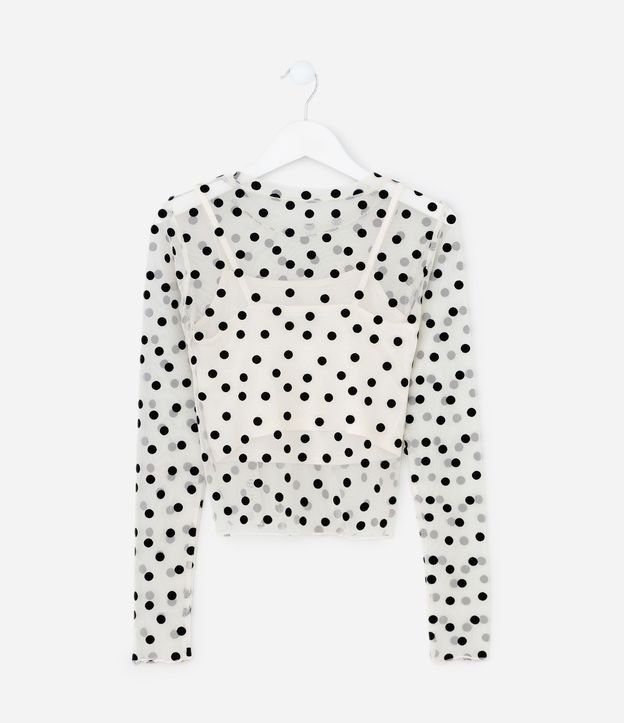 Remera Infantil en Tule de Lunares con Cuello Alto y Musculosa Interna – Talle 5 a 14 años 3