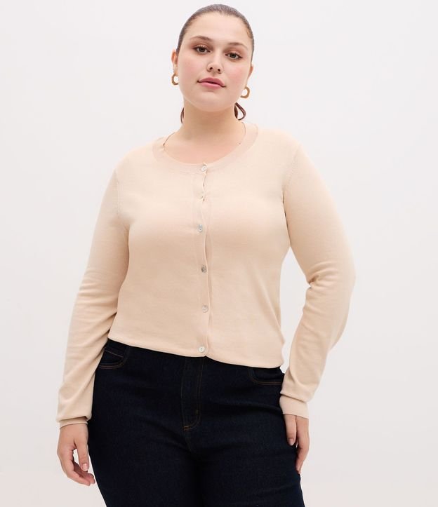Cardigan Regular Básico en Punto Curve & Plus Size