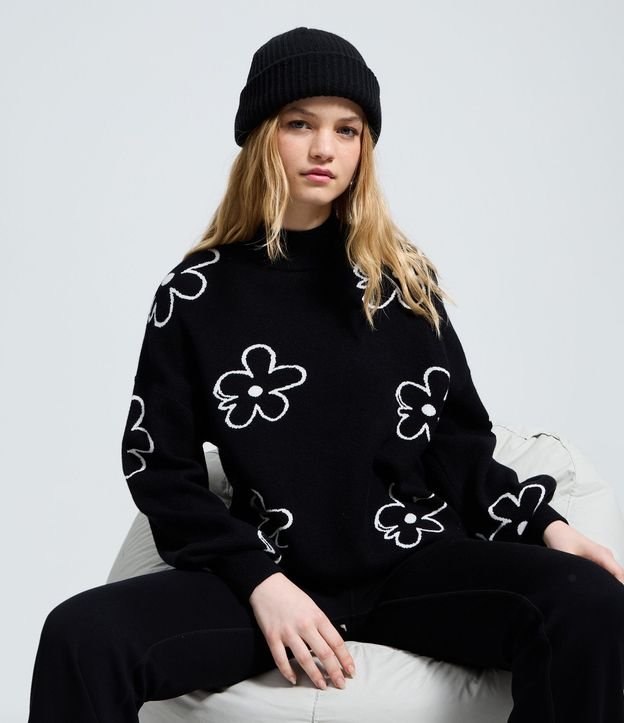Blusa Manga Larga con Estampado Floral de Margaritas