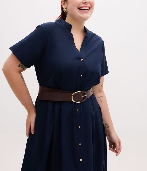 Vestido Chemise Midi con Cuello Padre y Cinturón Curve & Plus Size 3