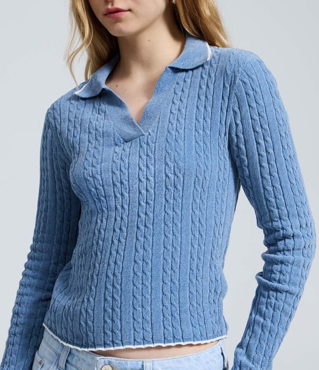 Blusa Femenina Slim en Tricot con Cuello Polo 3