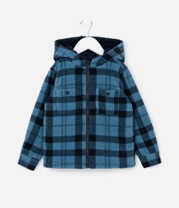 Campera Infantil en Sherpa de Cuadros con Capucha – Talle 1 a 6 años