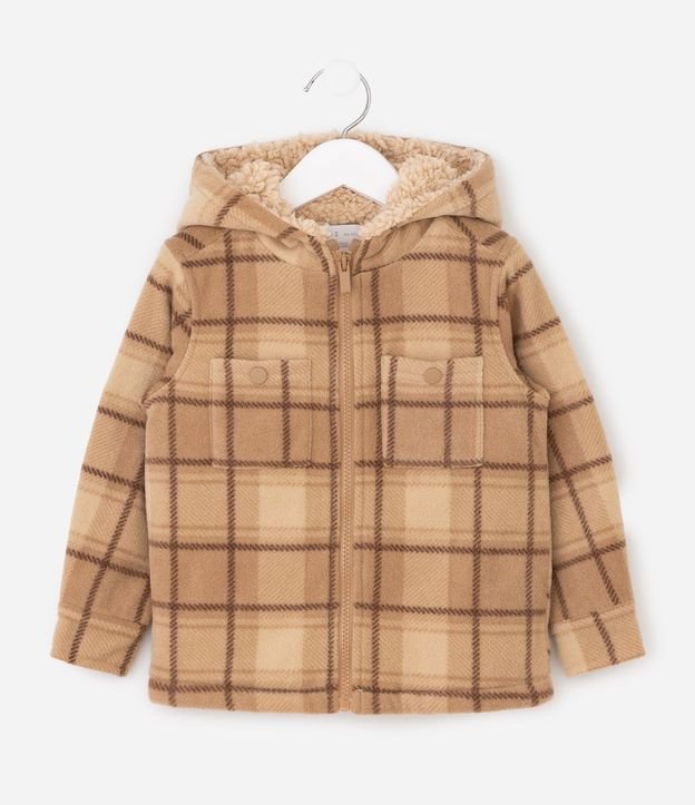 Campera Infantil de cuadros con Capucha y Forro en Sherpa – Talle 1 a 6 años
