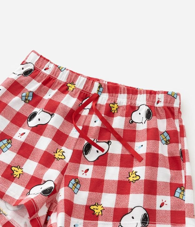 Pijama Corto Infantil con Estampa de Cuadros de Natal Snoopy - Talle 2 a 14 años 8