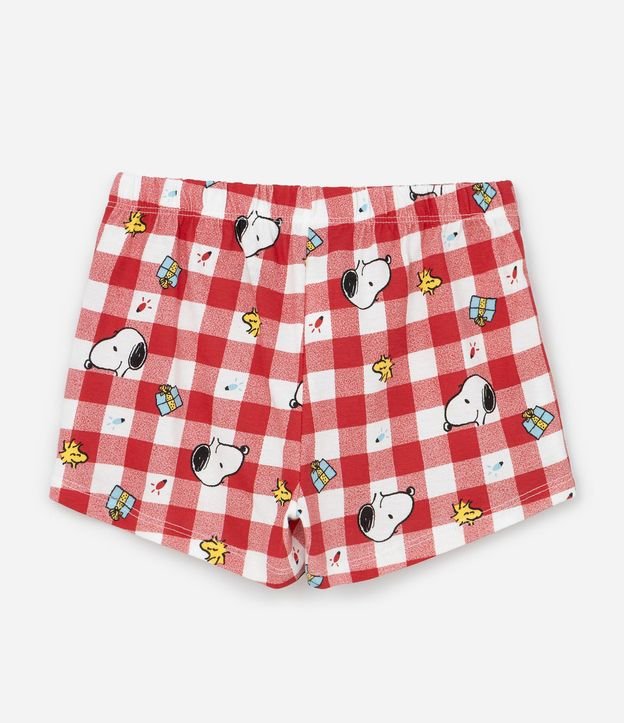 Pijama Corto Infantil con Estampa de Cuadros de Natal Snoopy - Talle 2 a 14 años 5