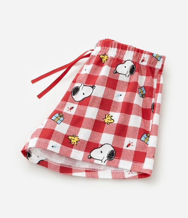 Pijama Corto Infantil con Estampa de Cuadros de Natal Snoopy - Talle 2 a 14 años 7