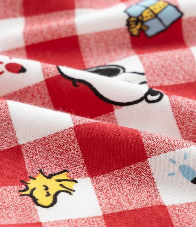 Pijama corto Infantil con Estampa de Cuadros de Natal Snoopy - Talle 2 a 14 años 7