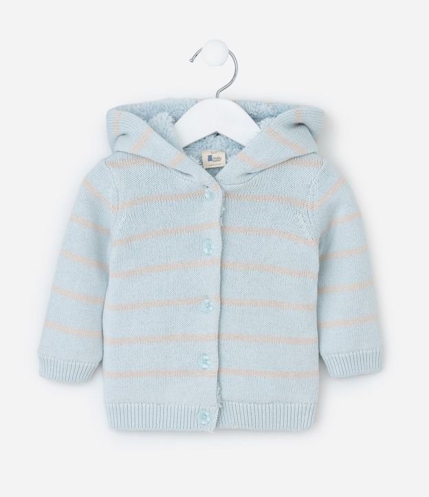 Campera Infantil Rayada en Punto con Sherpa – Talle 0 a 18 Meses 2