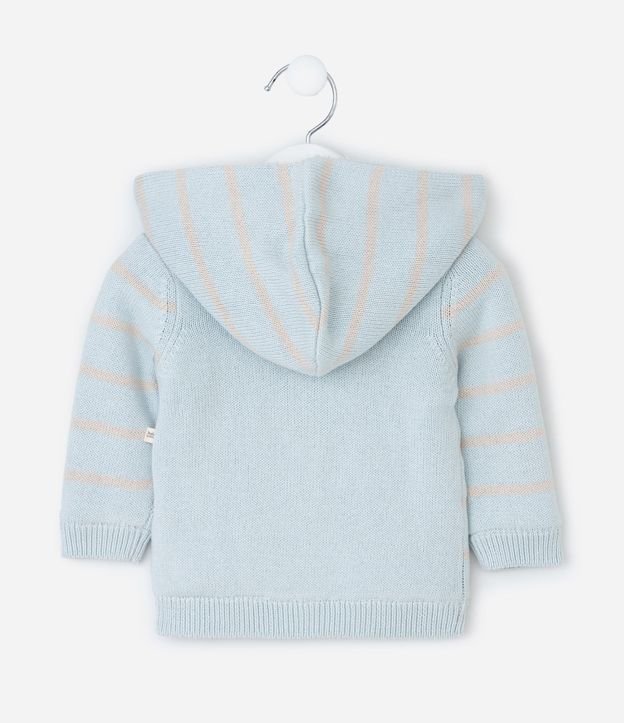 Campera Infantil Rayada en Punto con Sherpa – Talle 0 a 18 Meses 3