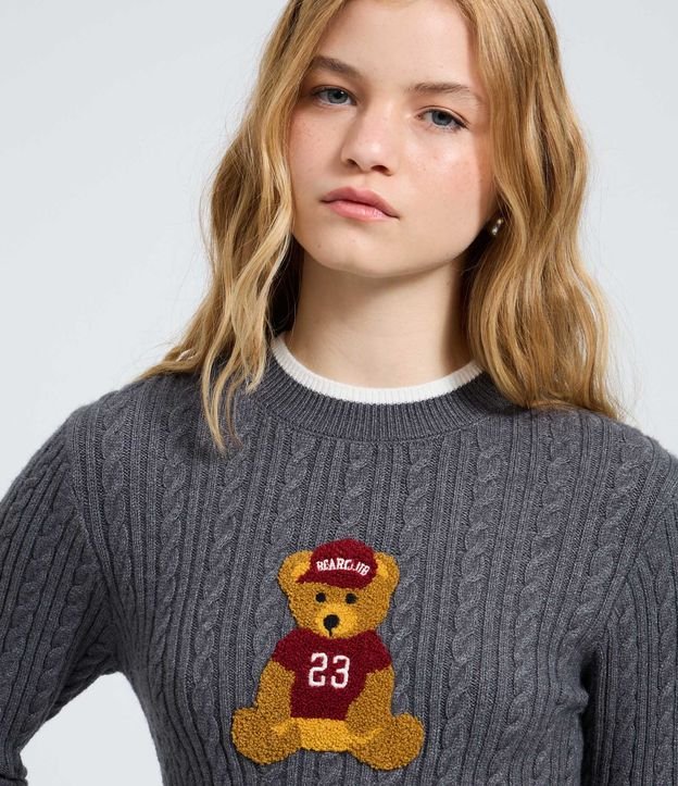 Blusa Cropped en Punto con Estampa de Oso 3