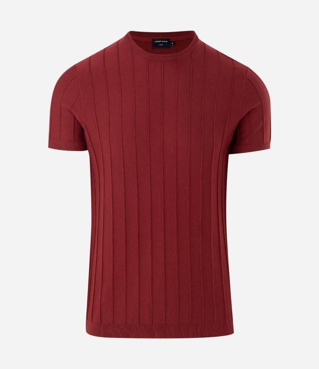 Remera Slim en Viscosa con Textura de Rayas y Manga Corta 5