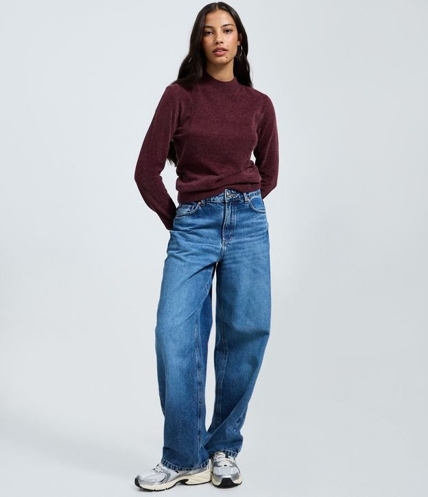 Blusa Manga Larga en Chenille con Cuello Alto 2