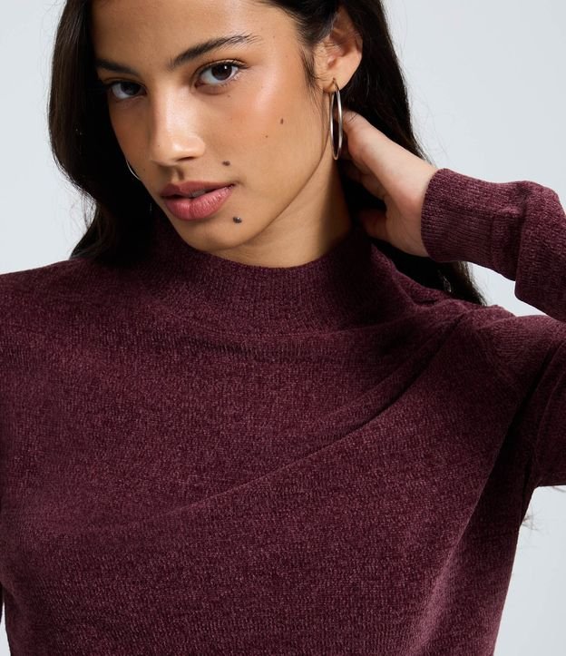 Blusa Manga Larga en Chenille con Cuello Alto 3