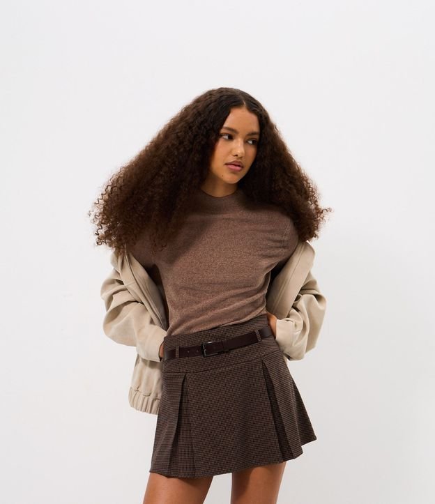 Blusa Manga Larga en Chenille con Cuello Alto