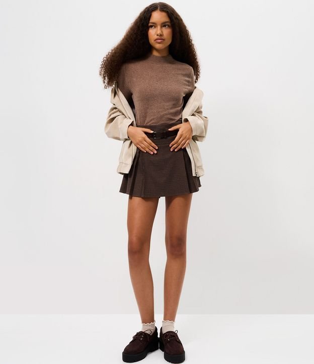 Blusa Manga Larga en Chenille con Cuello Alto 2