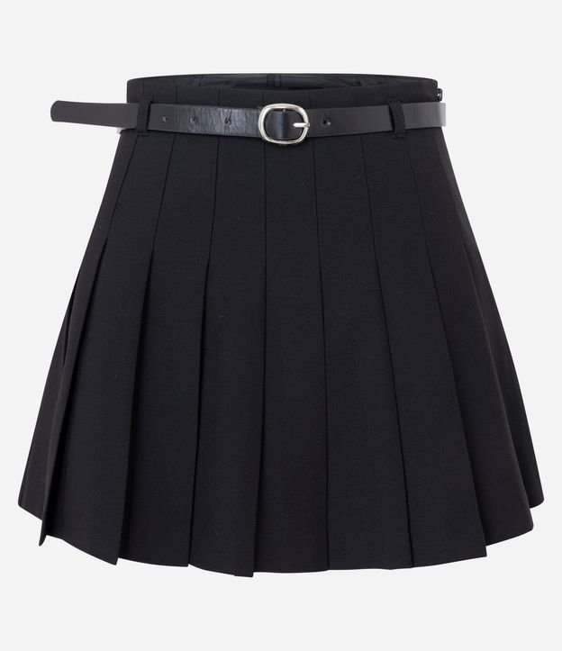Short Pollera en Sastrería con Pliegues y Cinturón Ajustable