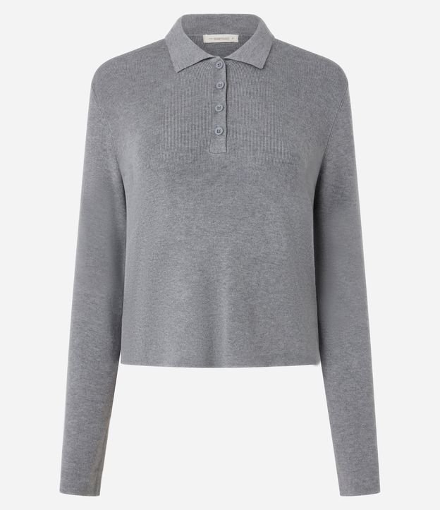 Blusa Manga Larga en Punto con Cuello Polo 7