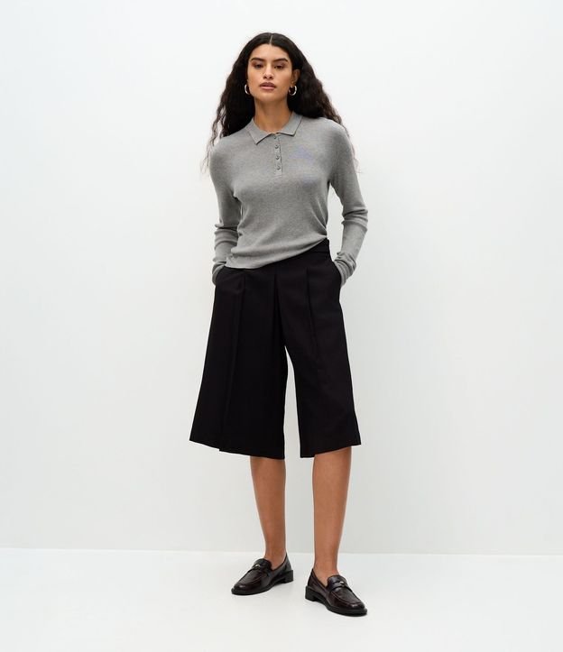 Blusa Manga Larga en Punto con Cuello Polo 4