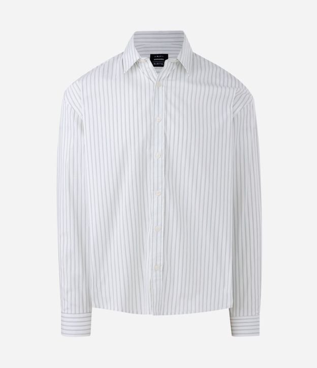 Camisa Manga Larga Rayada con Estampa “Echoes of a Restless Beat” en la Espalda 5