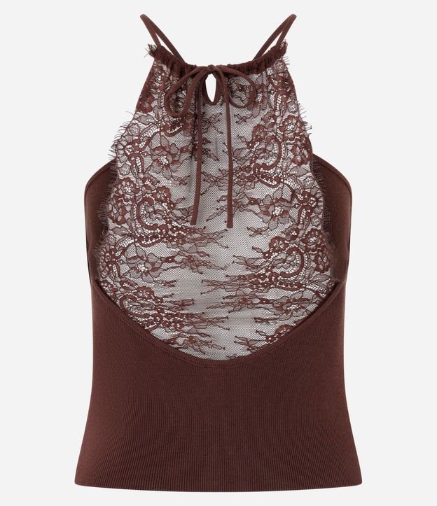 Blusa Bretel Fino con Escote Halter y Encaje en la Espalda 7