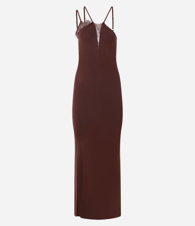 Vestido Midi con Escote Asimétrico y Detalle en Encaje 3