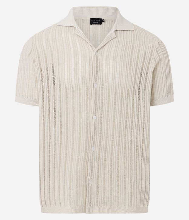 Camisa Regular con Textura Rectilínea 6
