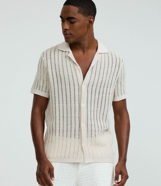 Camisa Regular con Textura Rectilínea