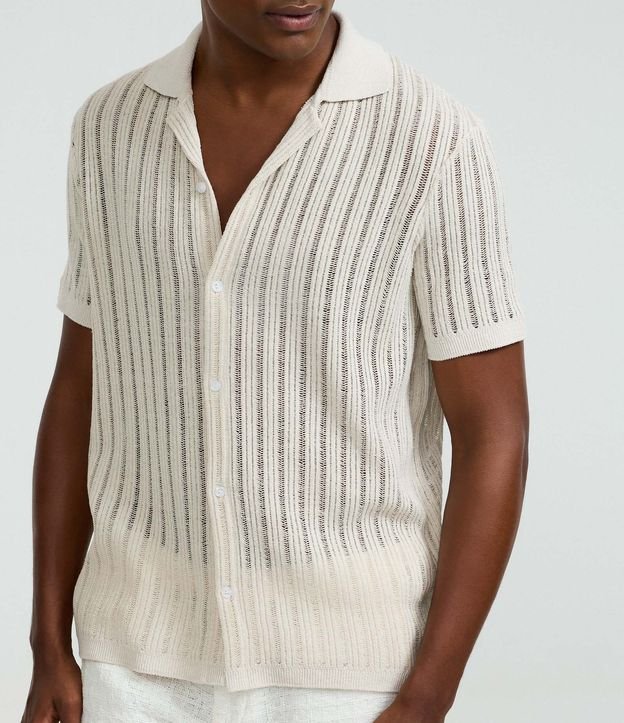 Camisa Regular con Textura Rectilínea 3