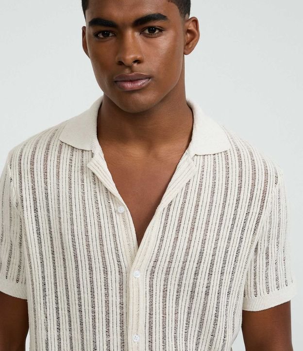 Camisa Regular con Textura Rectilínea 5