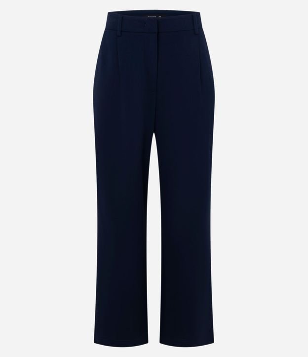 Pantalón Recto en Punto Roma con Pliegues 5