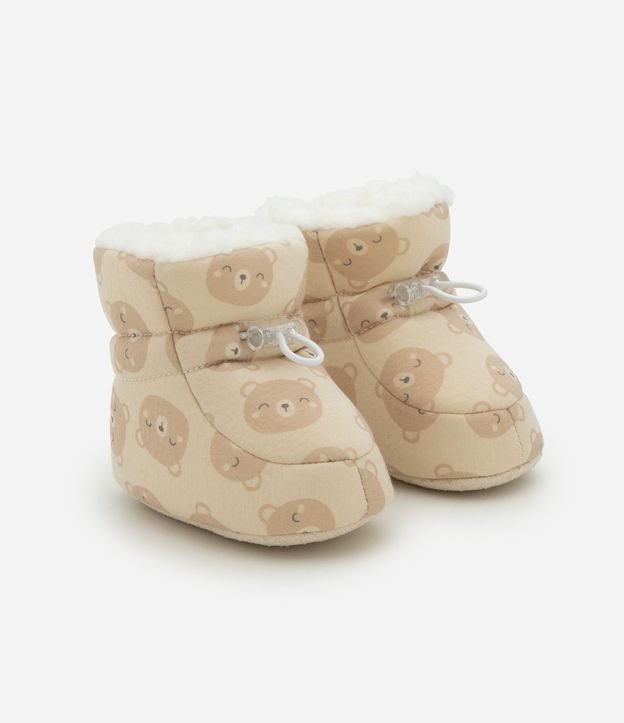Pantufla Bota Acolchonada con Estampa de Ositos - Talle 0 A 12 Meses