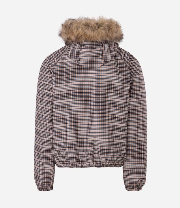 Campera Masculina Pesada de Cuadros con Capucha de Pelo 4