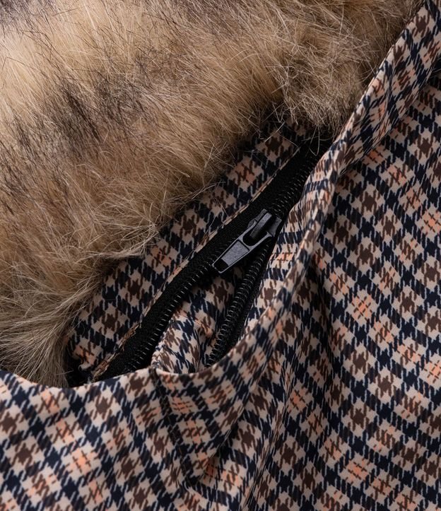 Campera Masculina Pesada de Cuadros con Capucha de Pelo 8