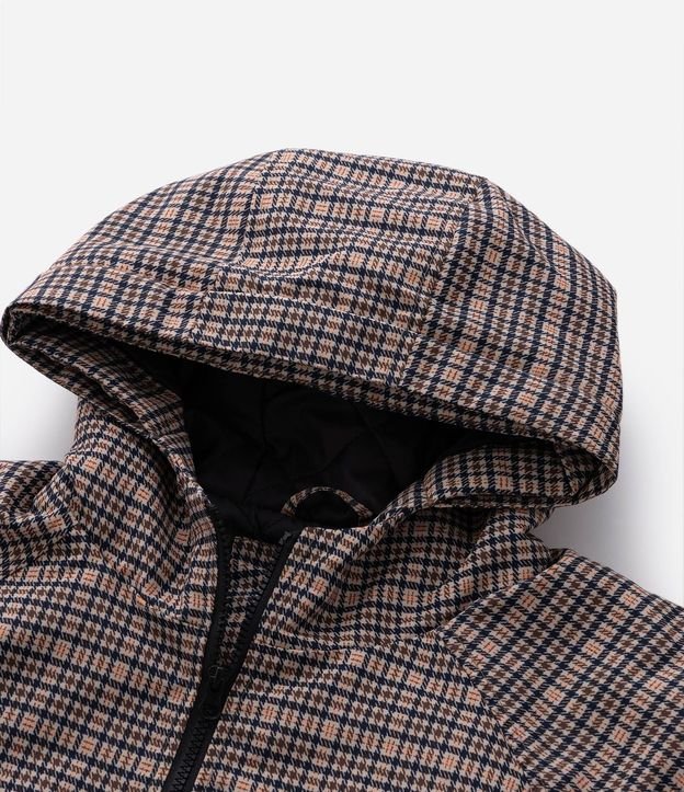 Campera Masculina Pesada de Cuadros con Capucha de Pelo 9