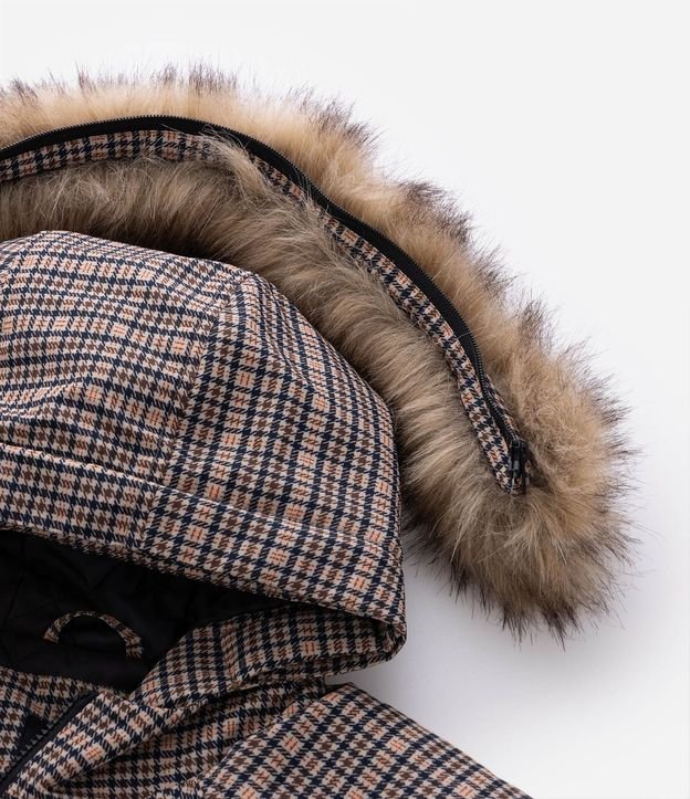 Campera Masculina Pesada de Cuadros con Capucha de Pelo 11