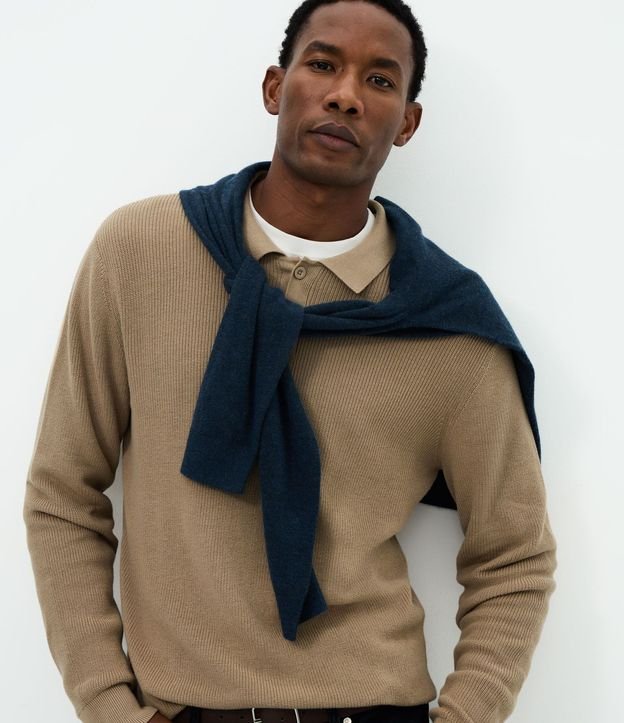 Suéter Texturizado con Cuello Polo