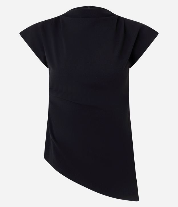 Blusa en Crepé con Hombreras y bajo Asimétrico