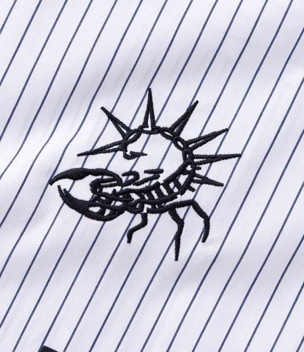 Camisa Manga Larga en Algodón Rayada con Lettering Anarchy 8