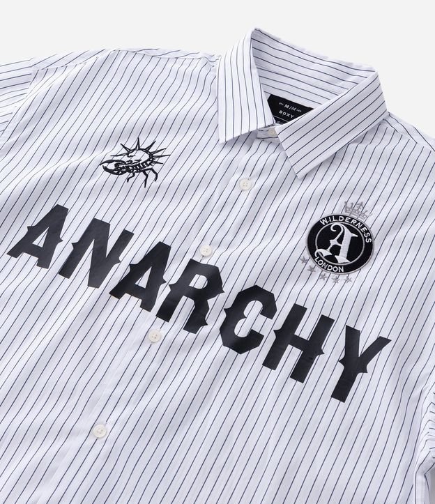Camisa Manga Larga en Algodón Rayada con Lettering Anarchy 11