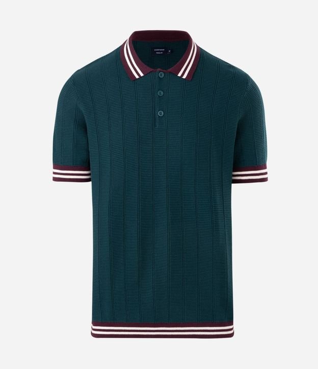 Polo Manga Corta en Punto Texturizado con Cuello Contrastante