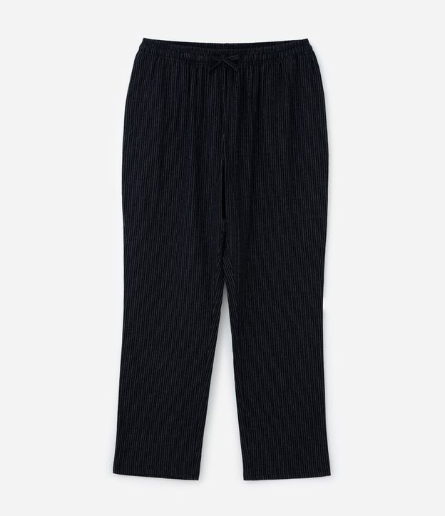 Pantalón de Pijama en Franela Rayada con Cordón En la Cintura 5