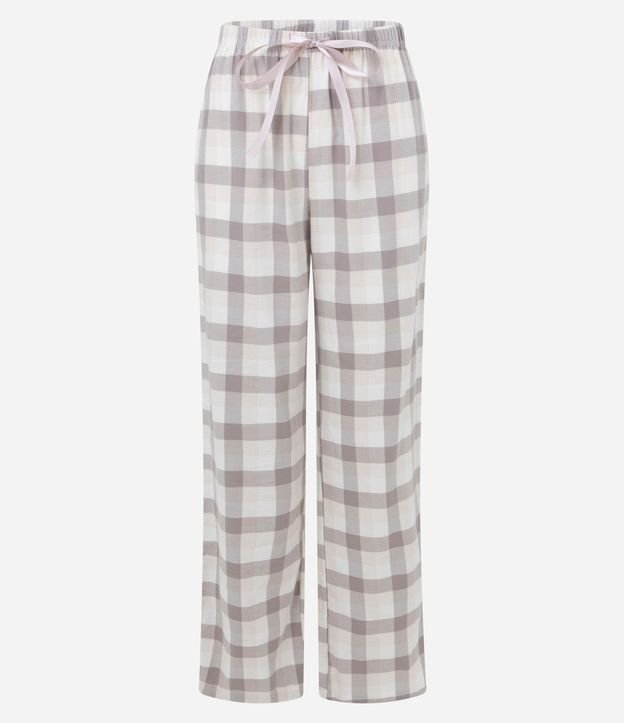 Pantalón de Pijama en Franela con Estampa de Cuadros 4