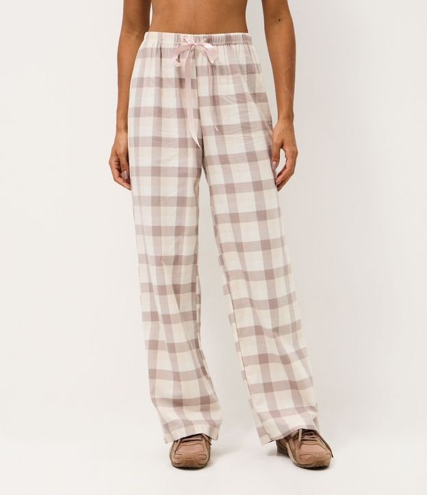 Pantalón de Pijama en Franela con Estampa de Cuadros 2