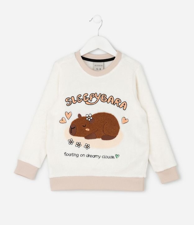 Pijama Infantil con Estampa de Carpincho en Chenille – Talle 5 a 14 años 4