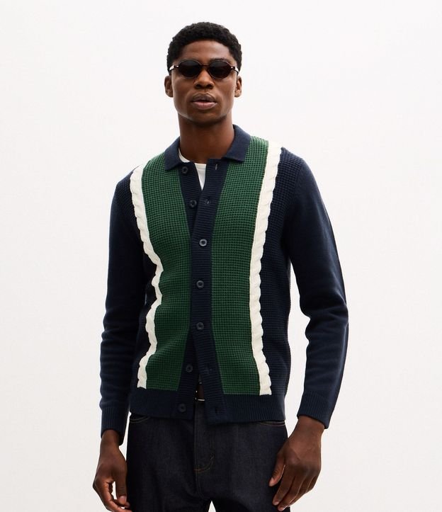 Cardigan en Efecto Punto con Cinto