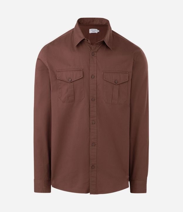 Camisa Manga Larga en Sarga con Bolsillos Delanteros 4