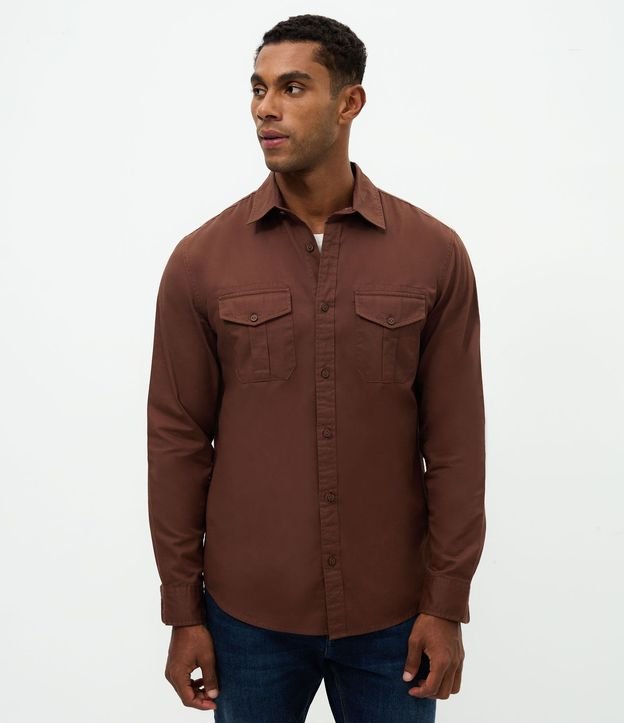 Camisa Manga Larga en Sarga con Bolsillos Delanteros 1