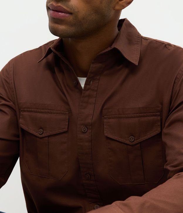 Camisa Manga Larga en Sarga con Bolsillos Delanteros 3