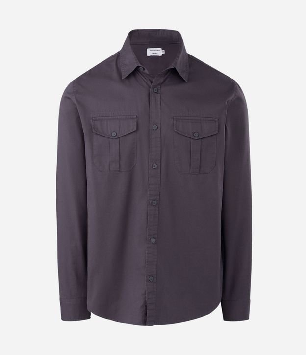 Camisa Manga Larga en Sarga con Bolsillos Delanteros 3