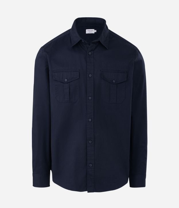 Camisa Manga Larga en Sarga con Bolsillos Delanteros 3